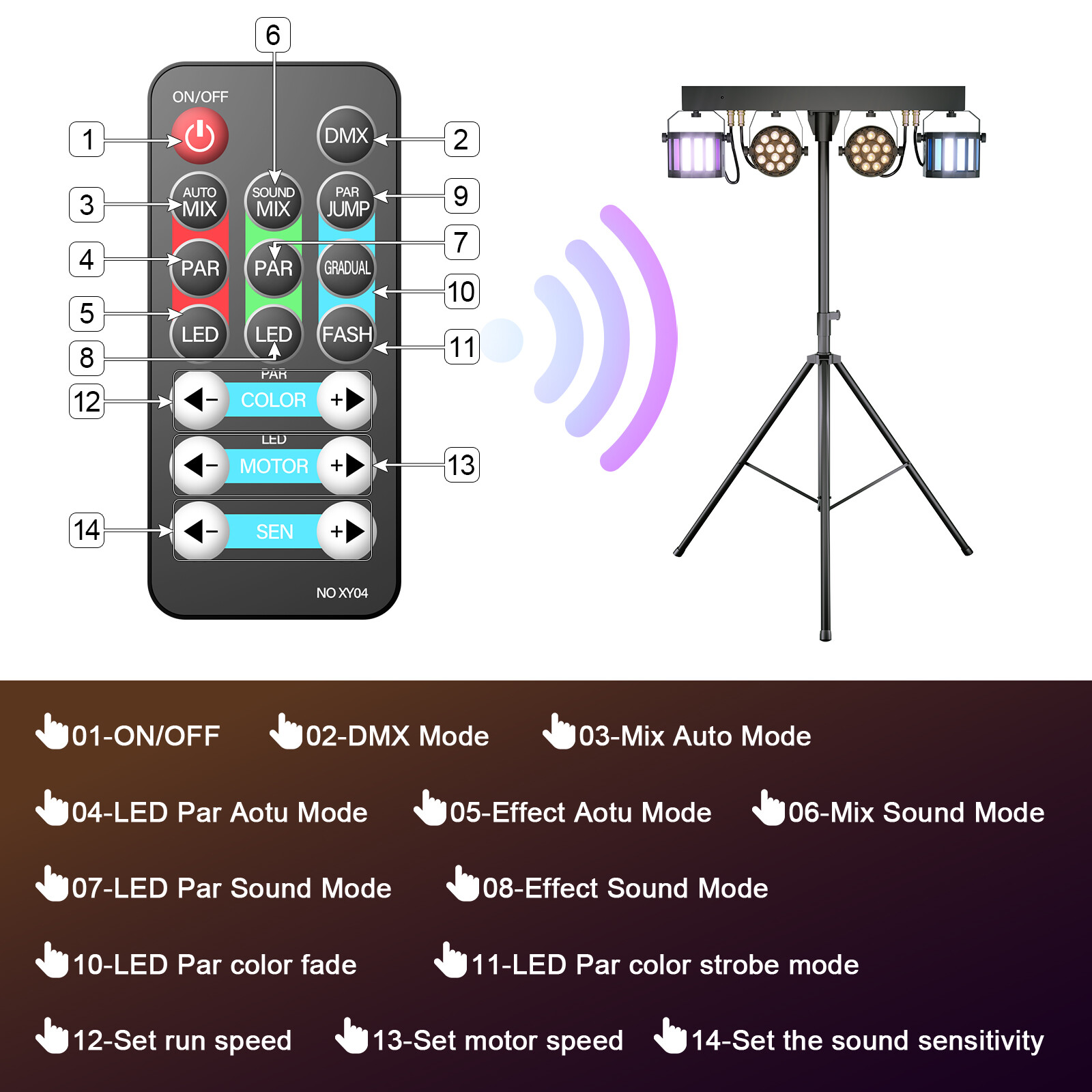 4-Par DJ Par Lights With Stand Stage LEDs Lights For Parties Disco Bar KTV
