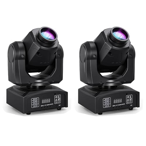 MINGJIE 60W LED Moving Head Lights 2 Pack DMX Sound Activated