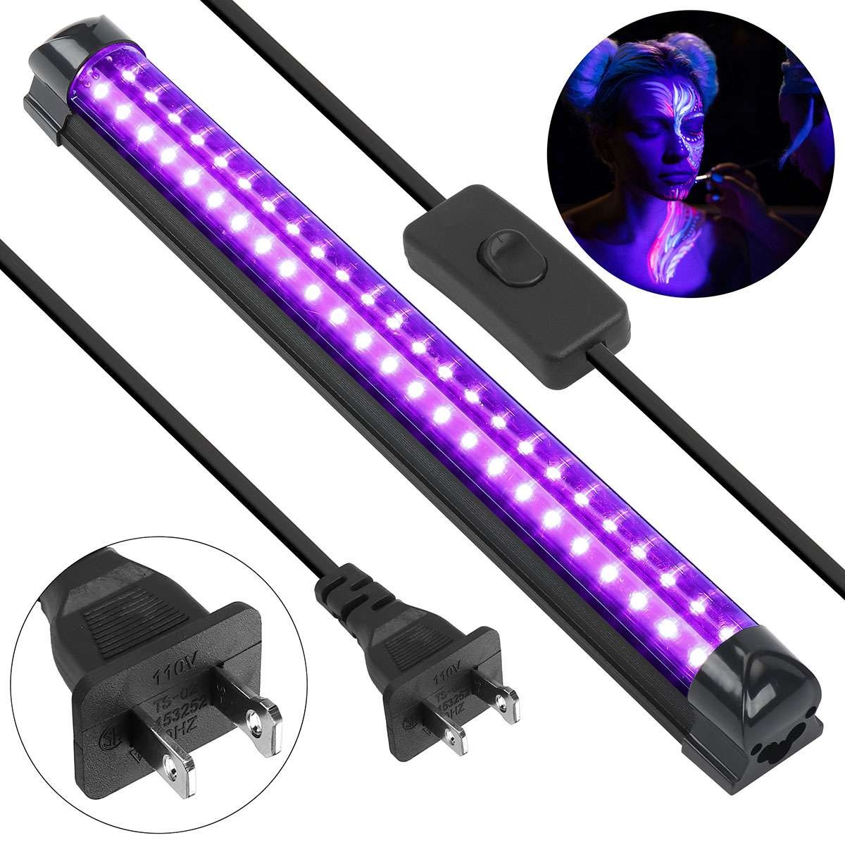 48 LED UV Black Light Bar Fixtures Ultraviolet Blacklight Lamp Strip Party Club