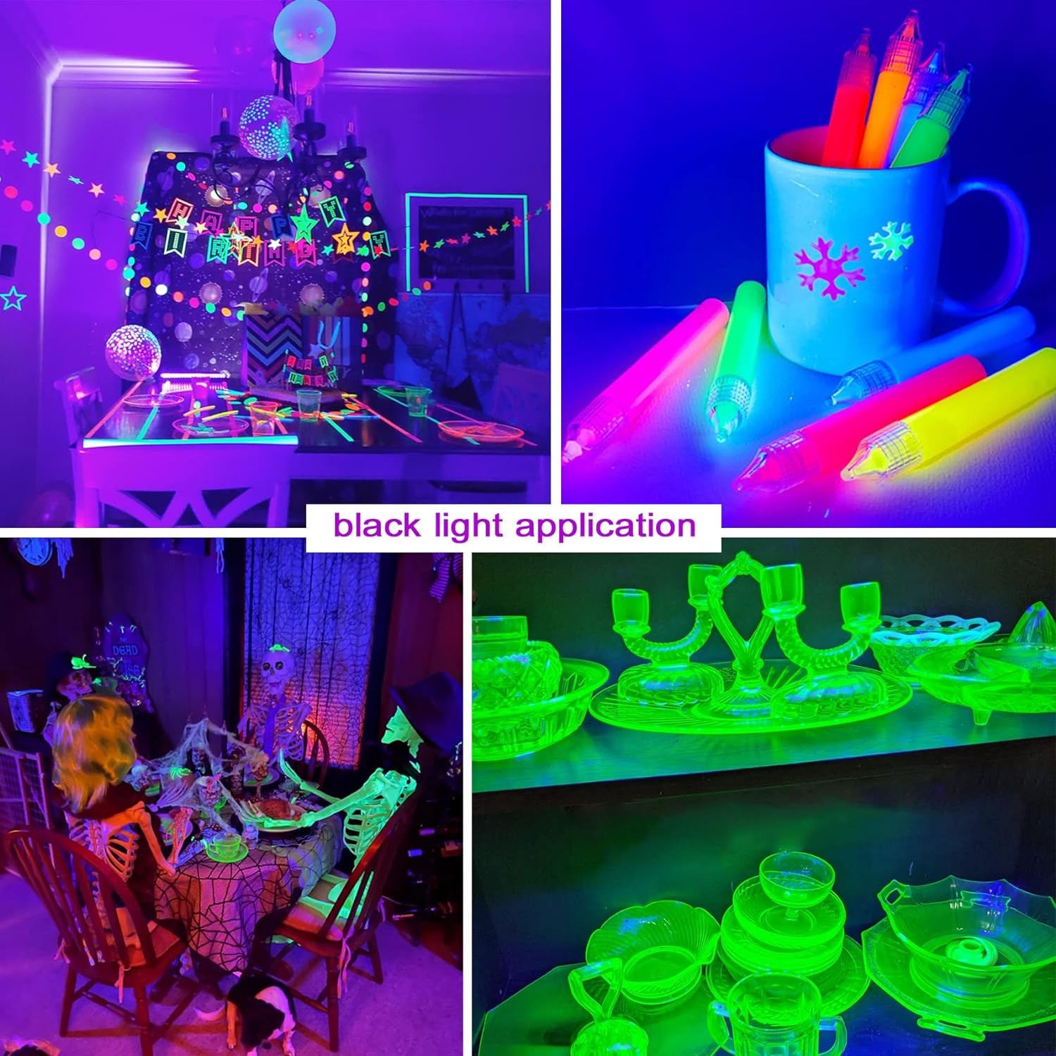 UV Black Light Bar Fixtures Ultraviolet Lamp Strip US Plug DJ Party Club 48LED