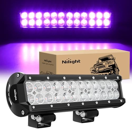 LED Light Bar 12 Inch 72W Spot Flood Combo Beam Off Road Lamp Fishing Purple