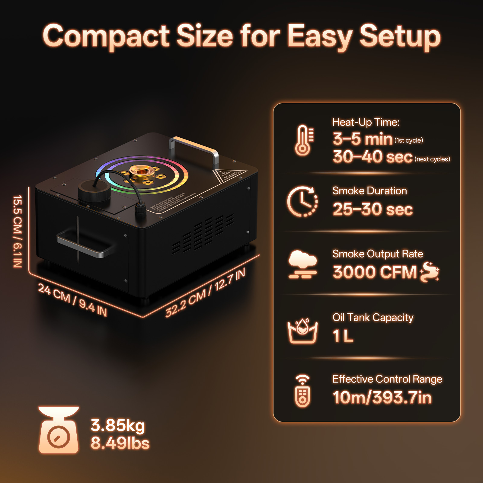 Remote Controlled 1500W Fog Machine RGB Smoke Fogger For Concert Stage Effect
