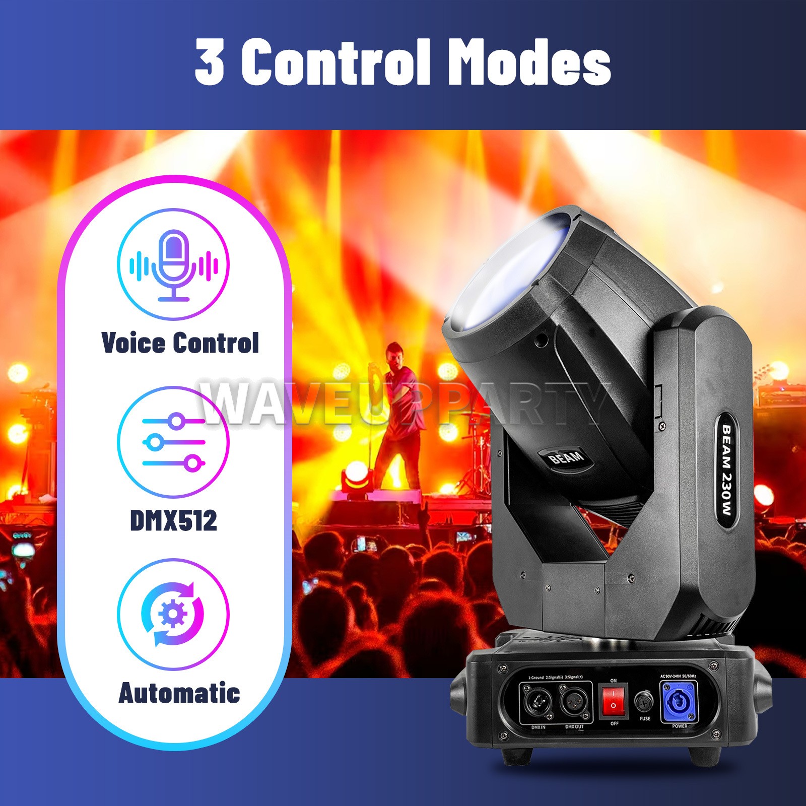 PAIDUN 230W 7R LED Sharpy Moving Head Spot Light DMX RGBW Strobe Rainbow Effect