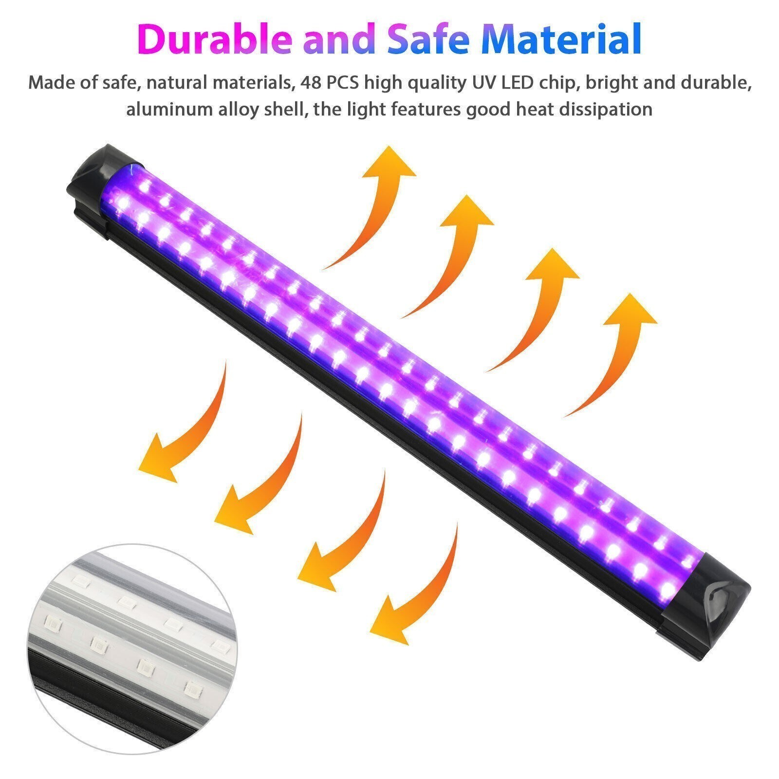 4 PCS UV Black Light Bar Fixtures Ultraviolet Lamp Strip US Plug DJ Party Club