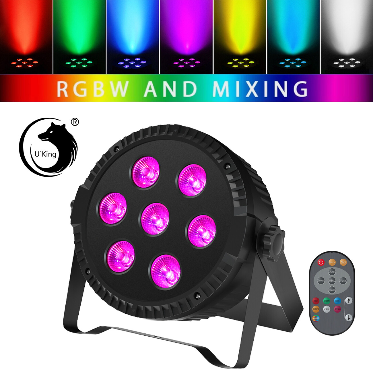 7X15W LED Par Light DMX RGBW 4 IN 1 Strobe Stage Lights Party Lighting W/Remote
