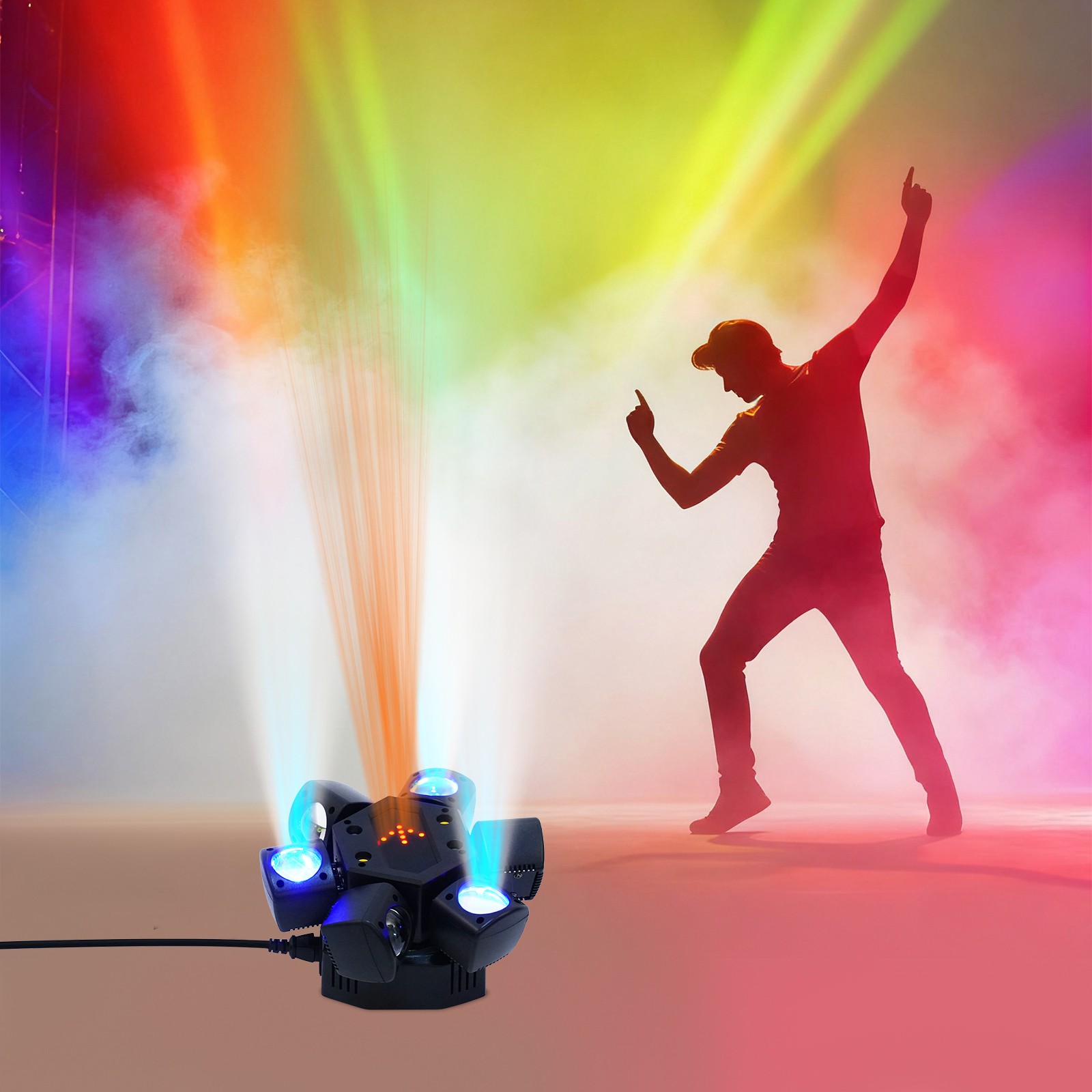6 Arms Stage Light LED Moving Head Beam Light Bee Eye Laser DJ Disco Party Club