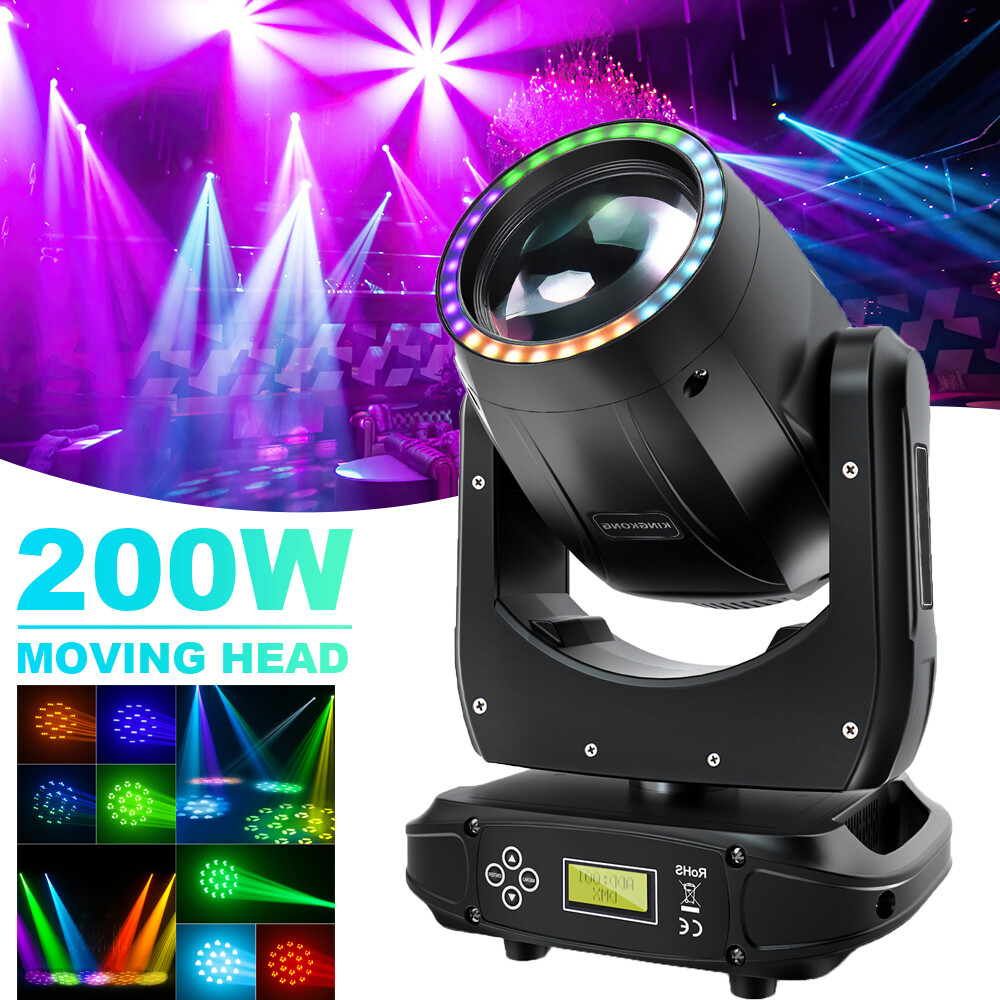 200W LED Moving Head Light RGBW Gobo Beam Stage Spot Lighting DJ Disco Show DMX