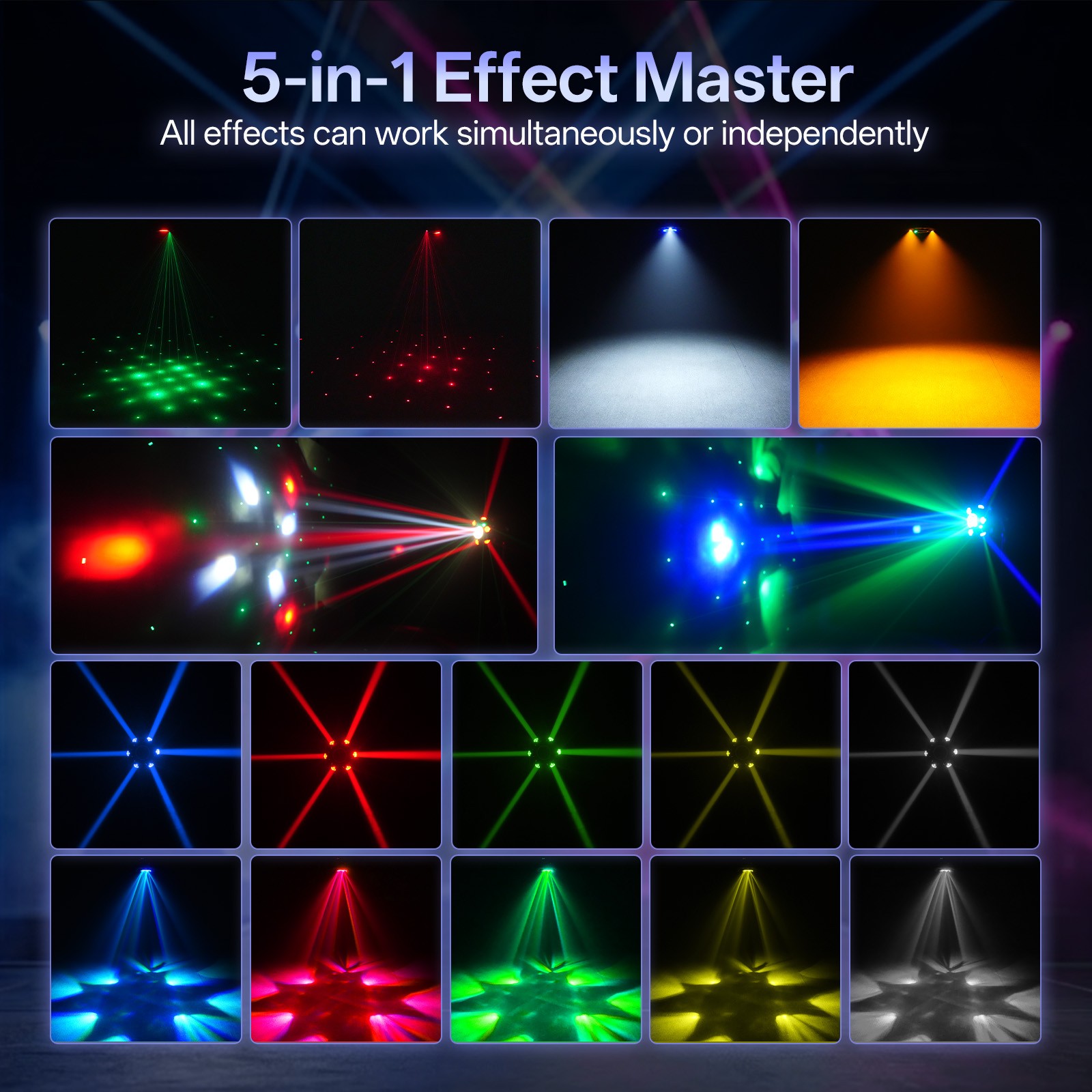 200W 6Arm LED Stage Light 4 IN 1 RGBW DMX Moving Head Beam Light Laser DJ Disco