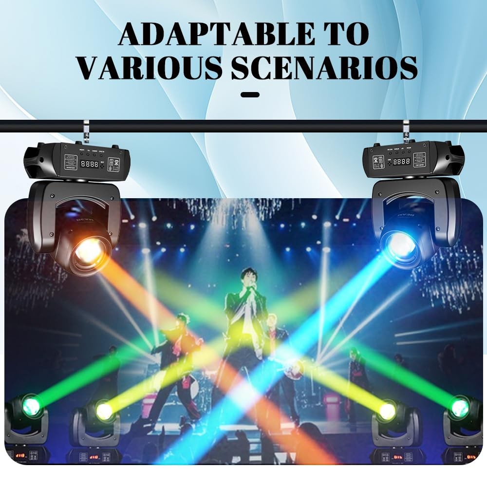 MINGJIE 120W Moving Head DJ Lights, 18-Facet Prism Stage Lighting (4 Pack)
