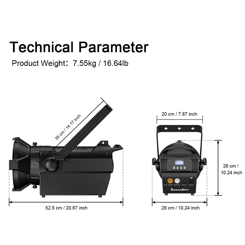 SHEHDS 350W RGBW/RGBWAUV Spot Light Zoom LED Spotlights Barn Door Party Show DJ