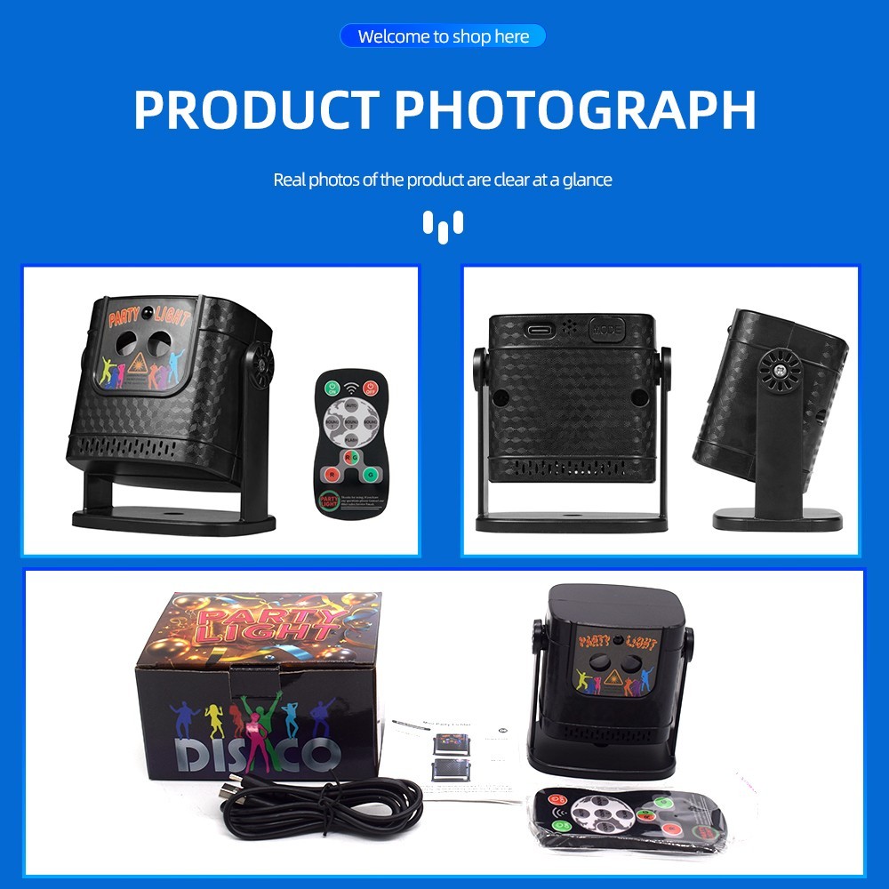 60 Pattern DJ Disco Stage Light Laser Projector Music Sync Sound Activated