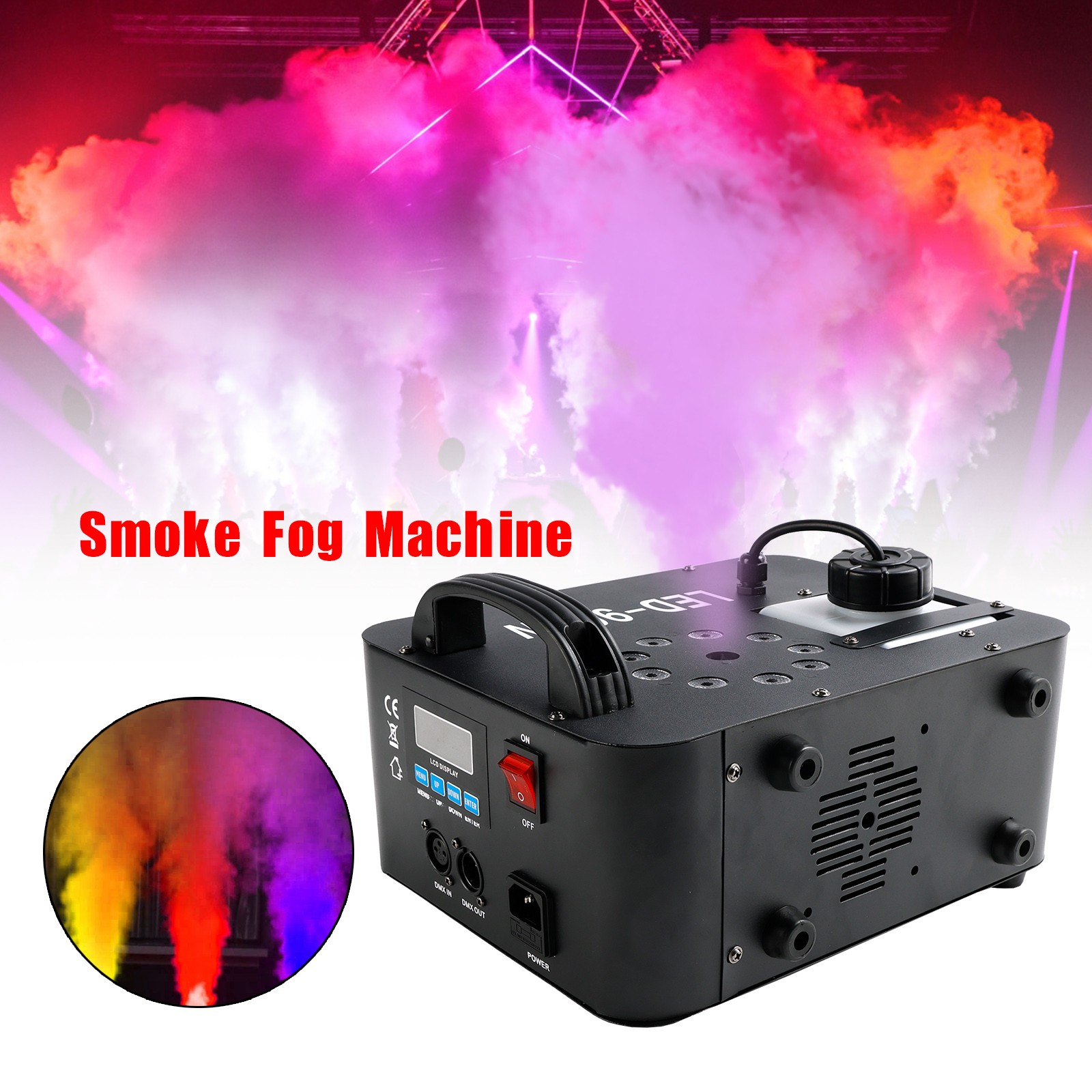🎉900W RGB LED Light Smoke Fog Machine Stage Fogger DJ Spray Smoke Effect