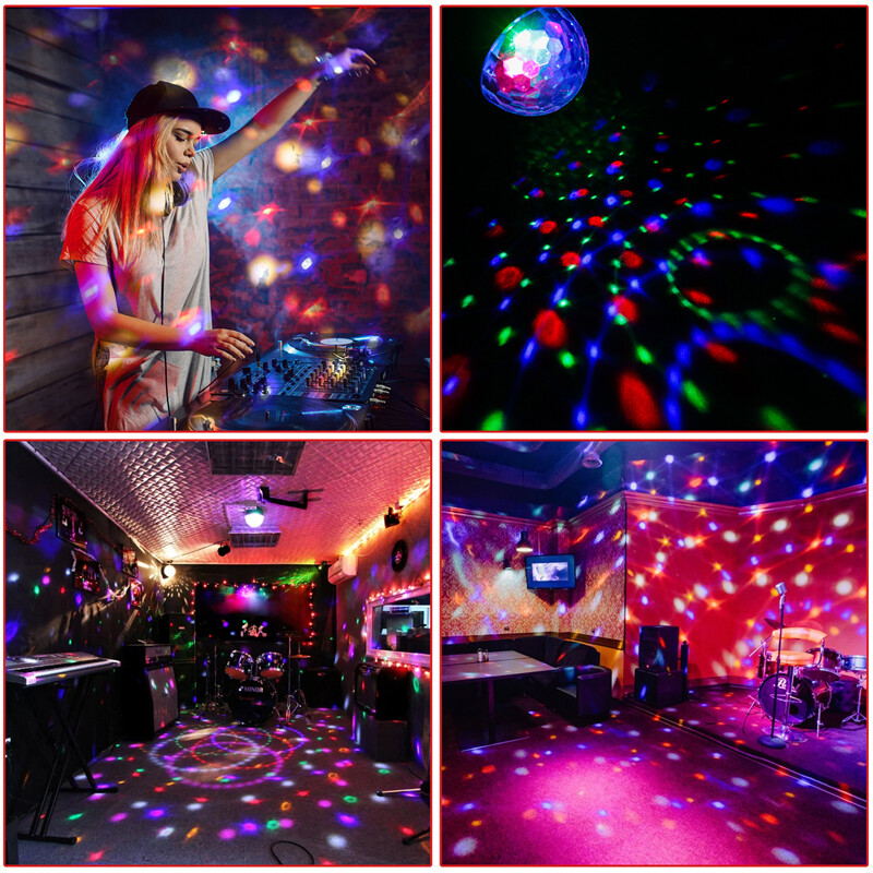 2-IN-1 Disco Party Lights Strobe LED DJ Ball Sound Activated Rotating Night Lamp