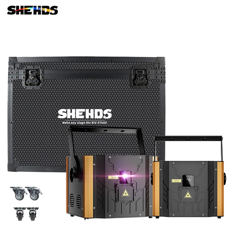 SHEHDS Flightcase of 12W ILDA 2D3D Full Color Animation Lsaer Light Stage Party