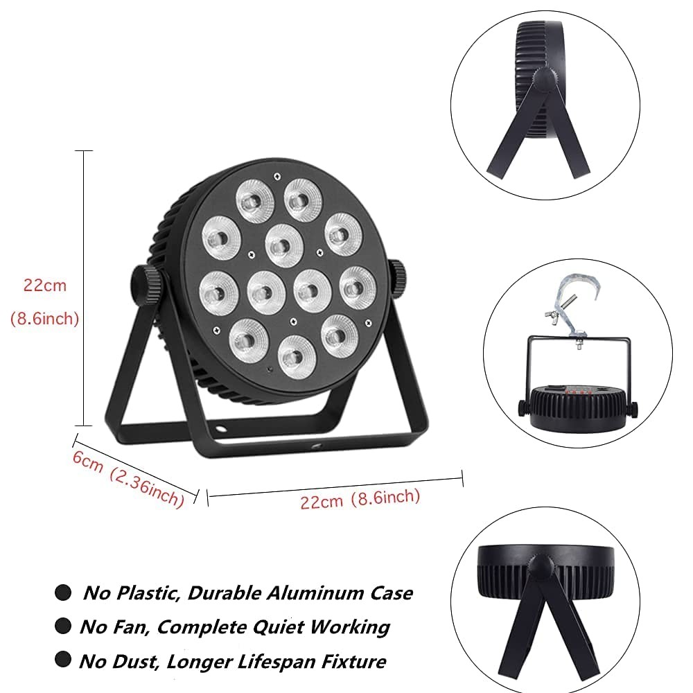 RIUKOE Stage Light Led Par Aluminum Cast Fanless Accent Light DMX RGBW 96W Dj Li