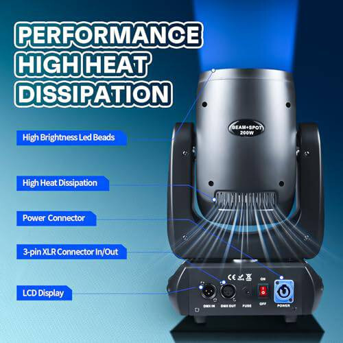 Moving Head DJ Lights 200W LED Stage Light Beam Spot 24 Rotating Prisms 14 Gobos
