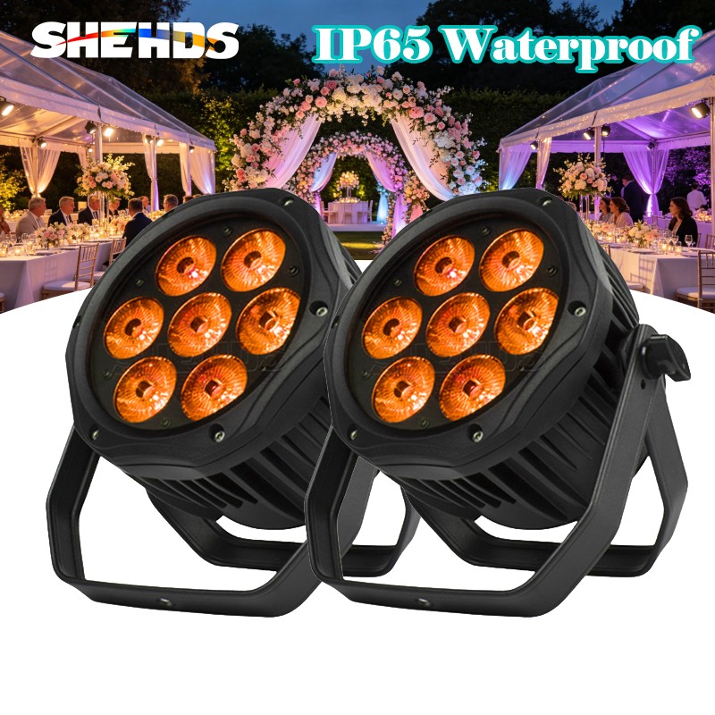 2Pcs SHEHDS IP65 LED 7x18W RGBWA UV Par Light Stage Waterproof Show Disco DJ