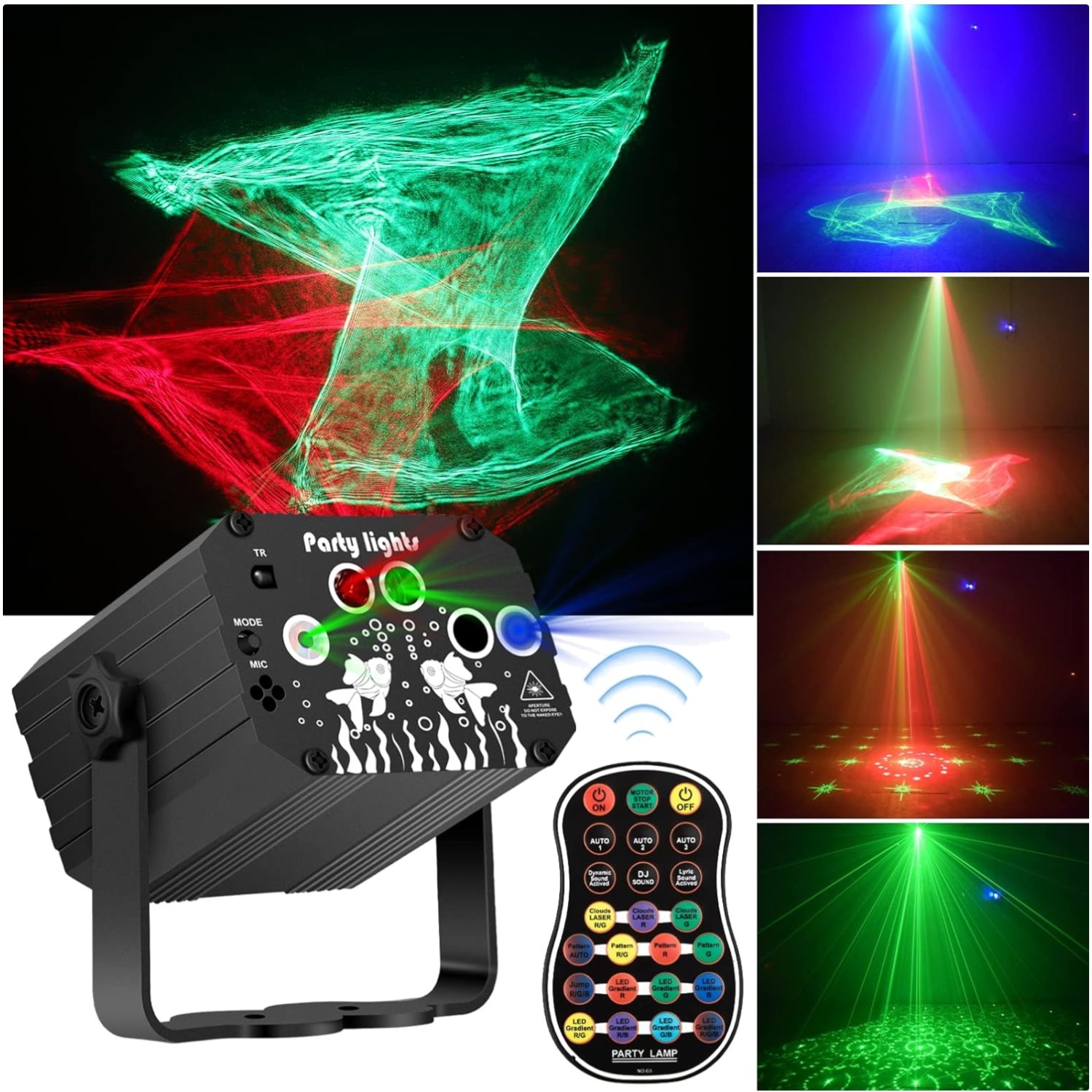 3-in-1 RGB LED Disco Lights with Northern Laser & Sound Activation – USB Powered