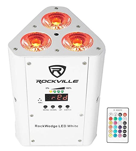 Rockville Rechargeable Wireless RGBWA UV LED Wash DJ Light 54W Bright Uplighting