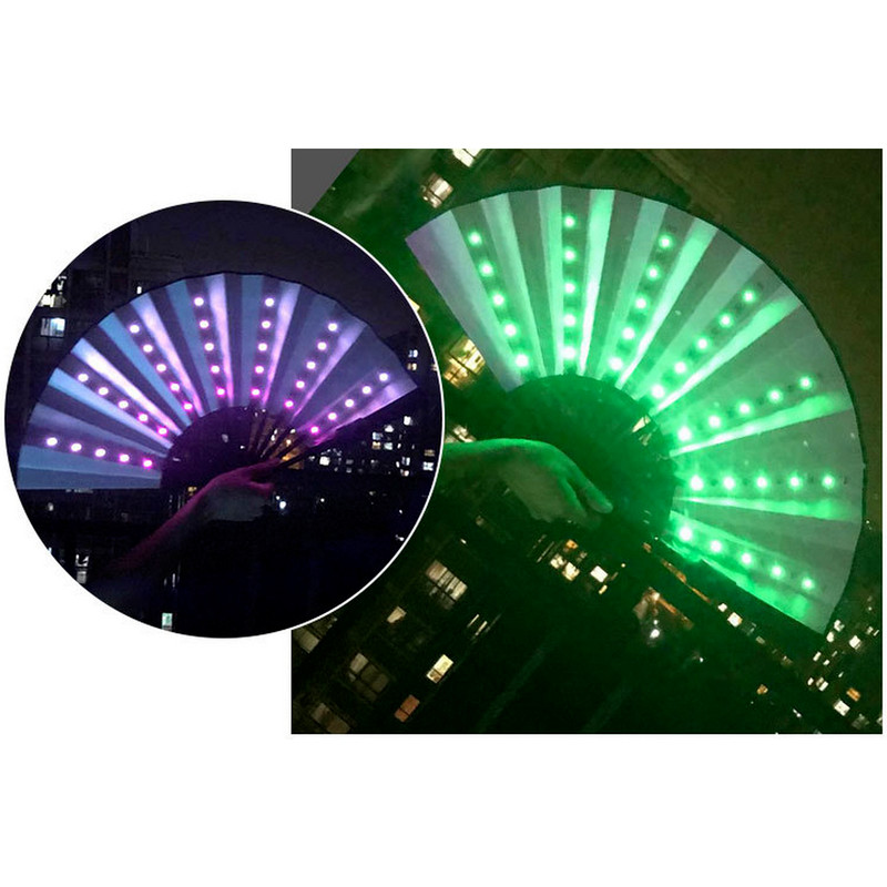 Hand Held Folding Fan LED Light Party Dancing Bar Luminous Color-changing Fan