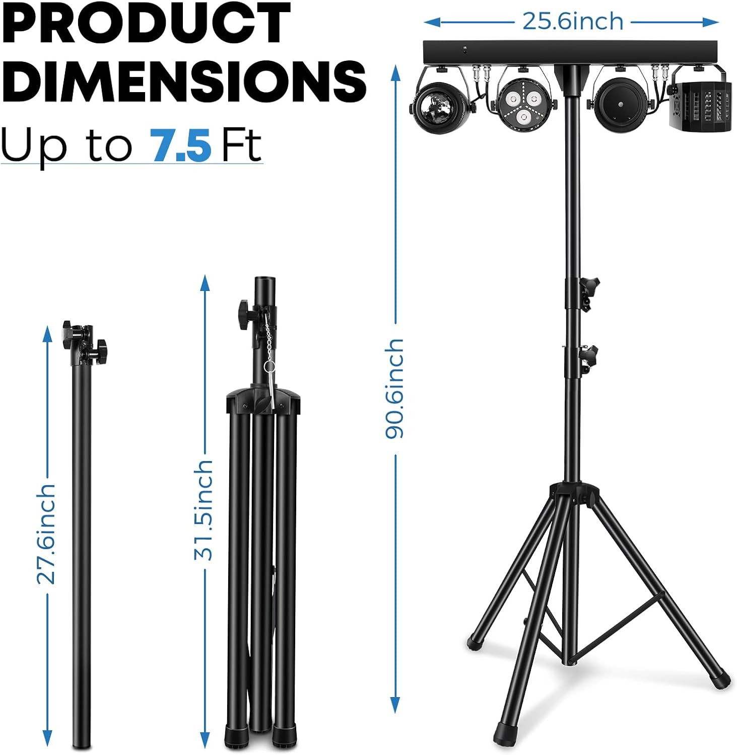 DJ Lights with Stand, Party Bar Gig Lighting Package with Carry Bag, Sound Acti