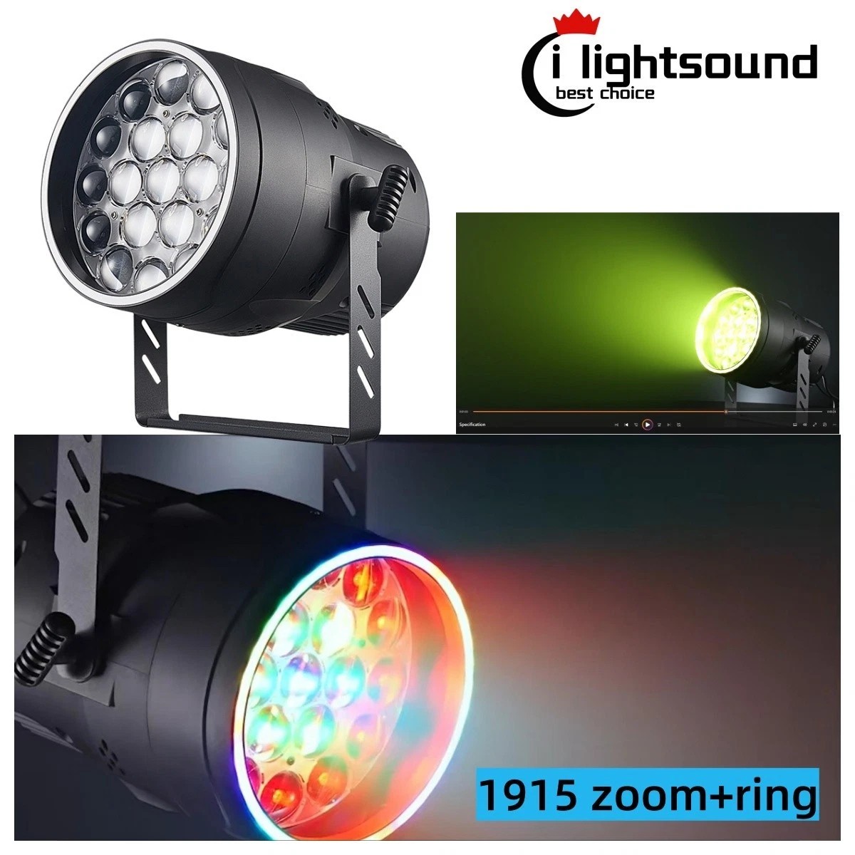 2pc/lot ring pixel par RGBW 19X15W zoom 10-40 degree led par wash stage light