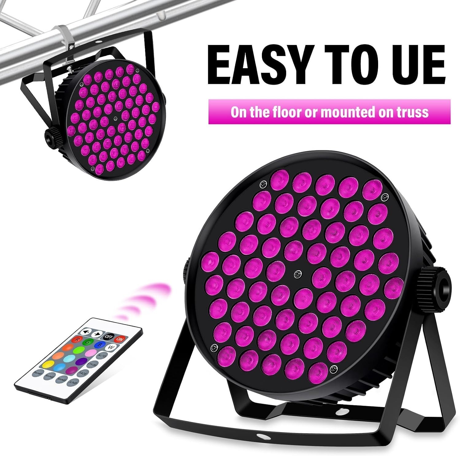 LED Par Lights, 90W 60 LED RGBW 4IN1 Stage Uplights Sound Activated Auto Play…