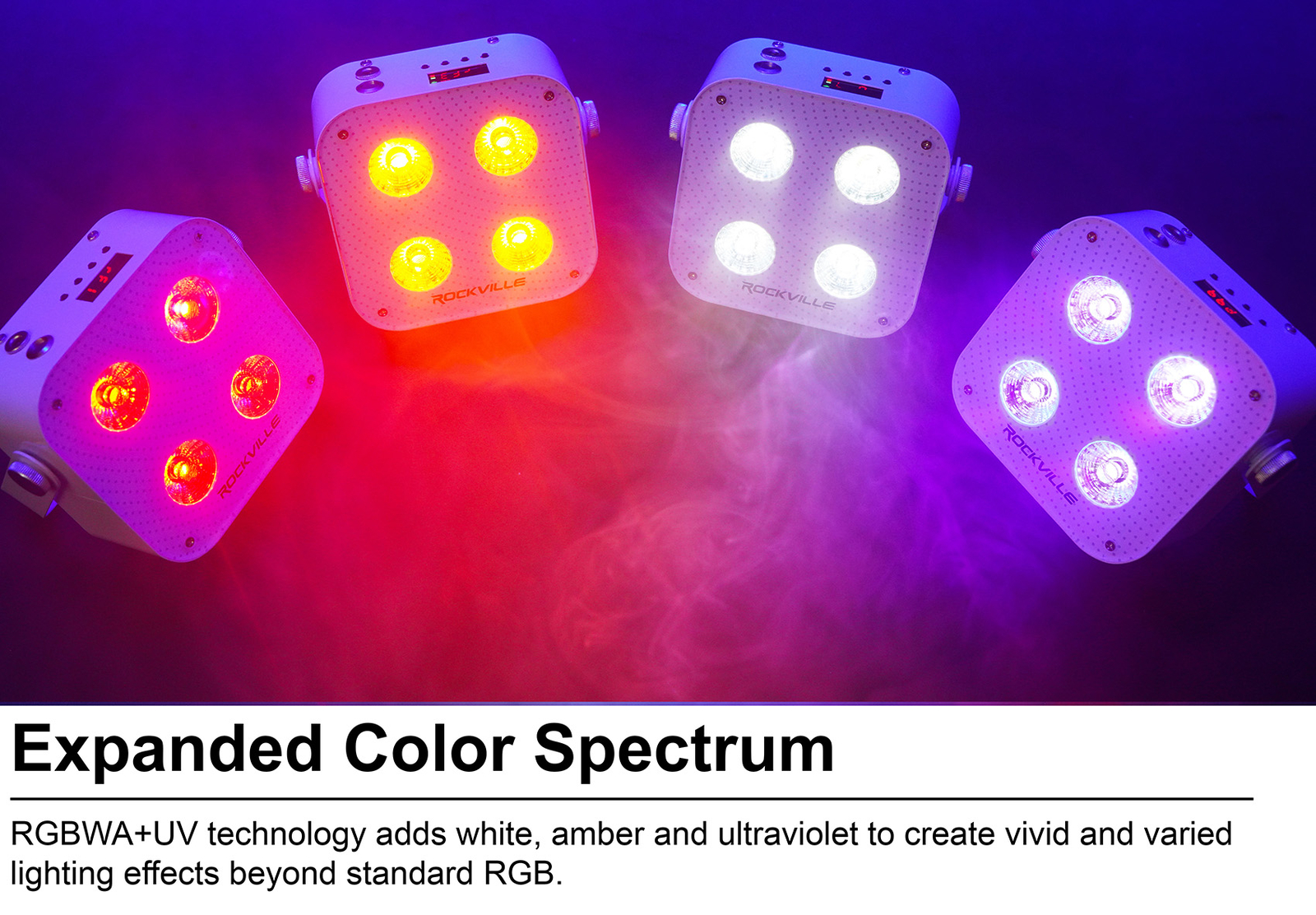 (8) Rockville MINI RF4 V2 White DJ/Party Wash Lights+RF Remote+APP+Wireless DMX