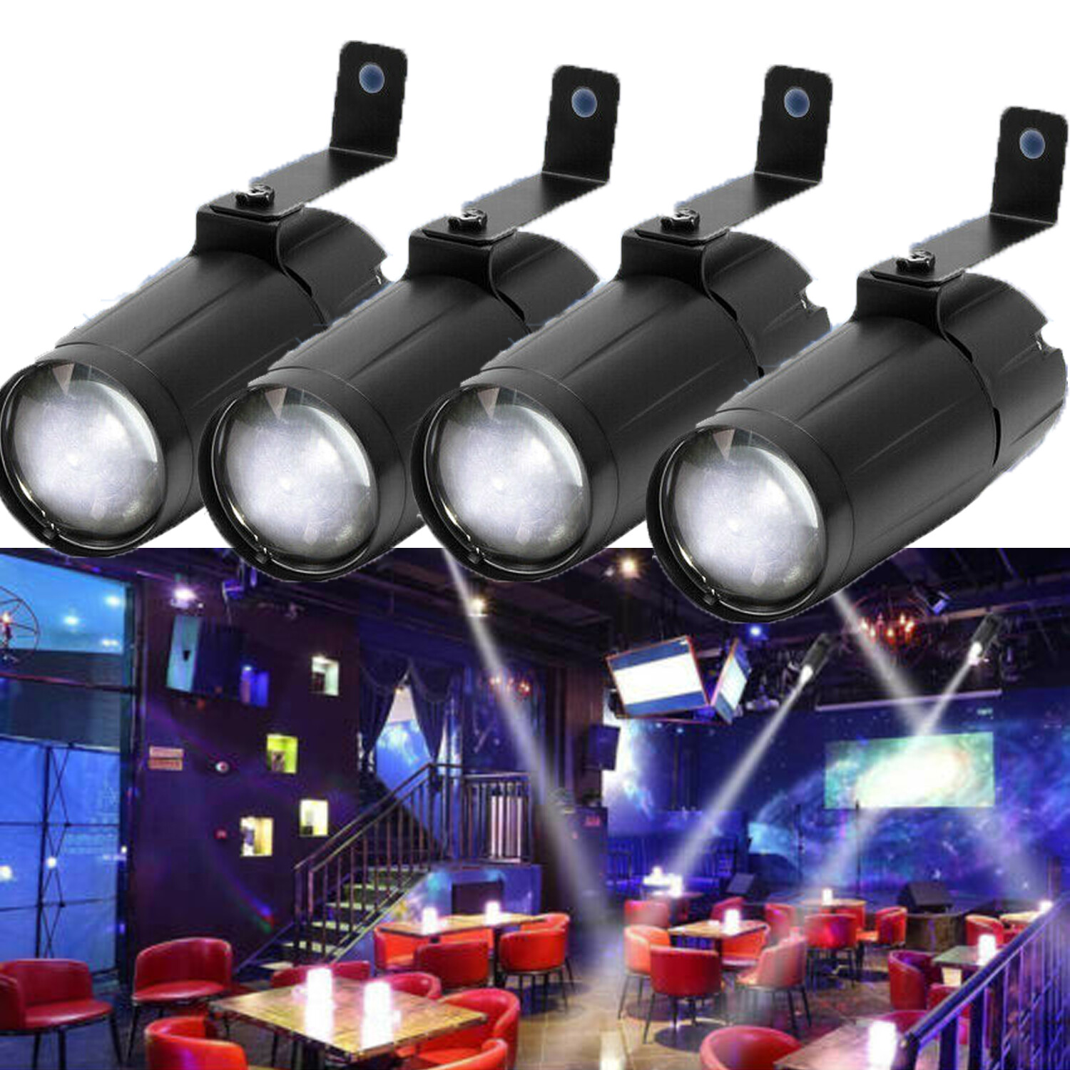 4PCS 10W Mini LED Pin Spot Stage Lighting Beam Pinspot DJ Club Disco Light White