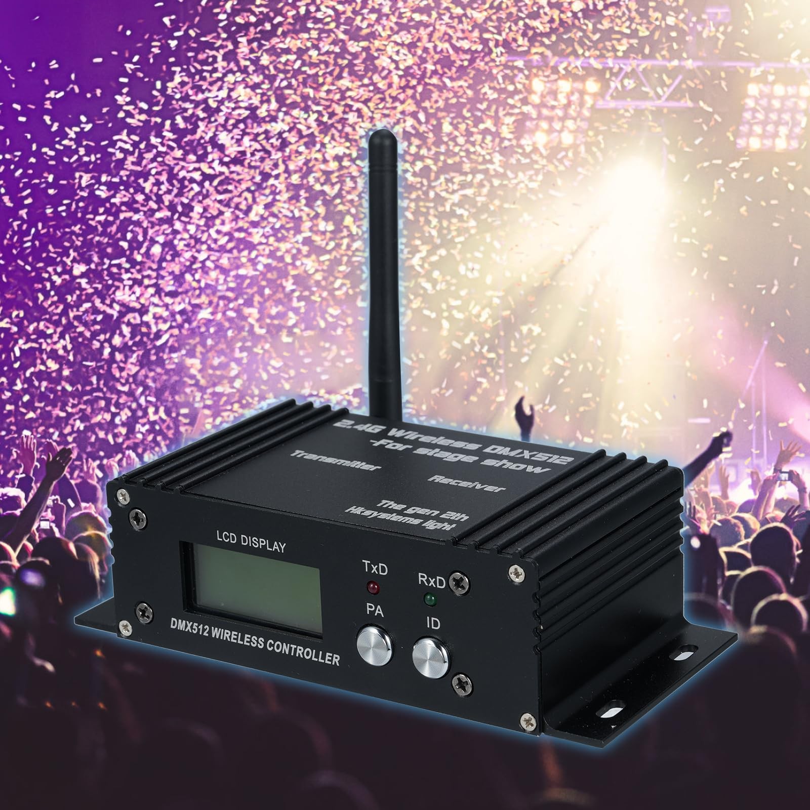 DMX512 2.4G Wireless Controller Transmitter Receiver LCD Display Power Adjust…