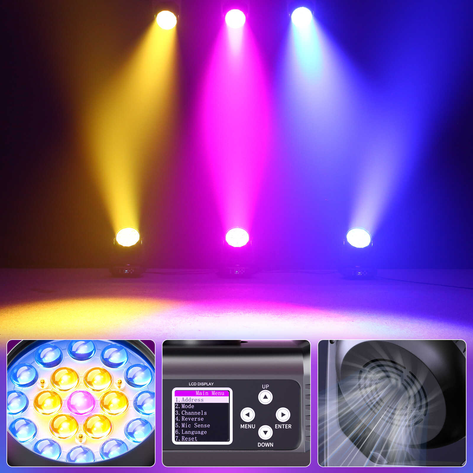 19x15W LED Zoom Moving Head Stage Light RGBW DMX Beam Disco Bar with Flight Case