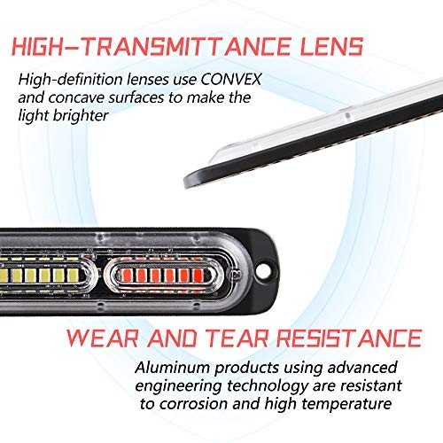 Emergency Warning Strobe Lights, Universal 2 Pack 24 LED 72W Red+White+Red
