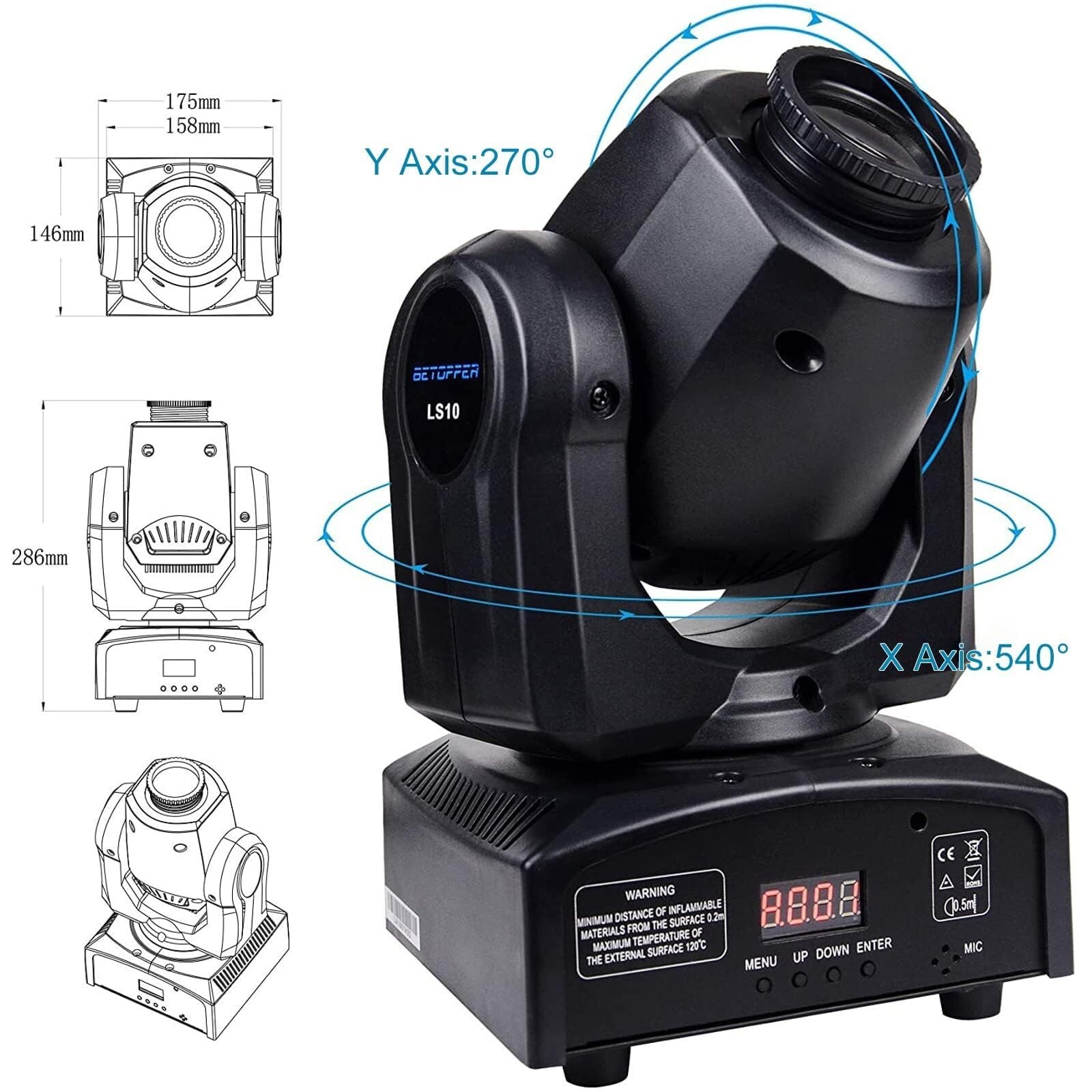 BETOPPER DJ Moving Head Lights Strobe Spot LED Stage Light 8 GOBO 8 Colors 9/…