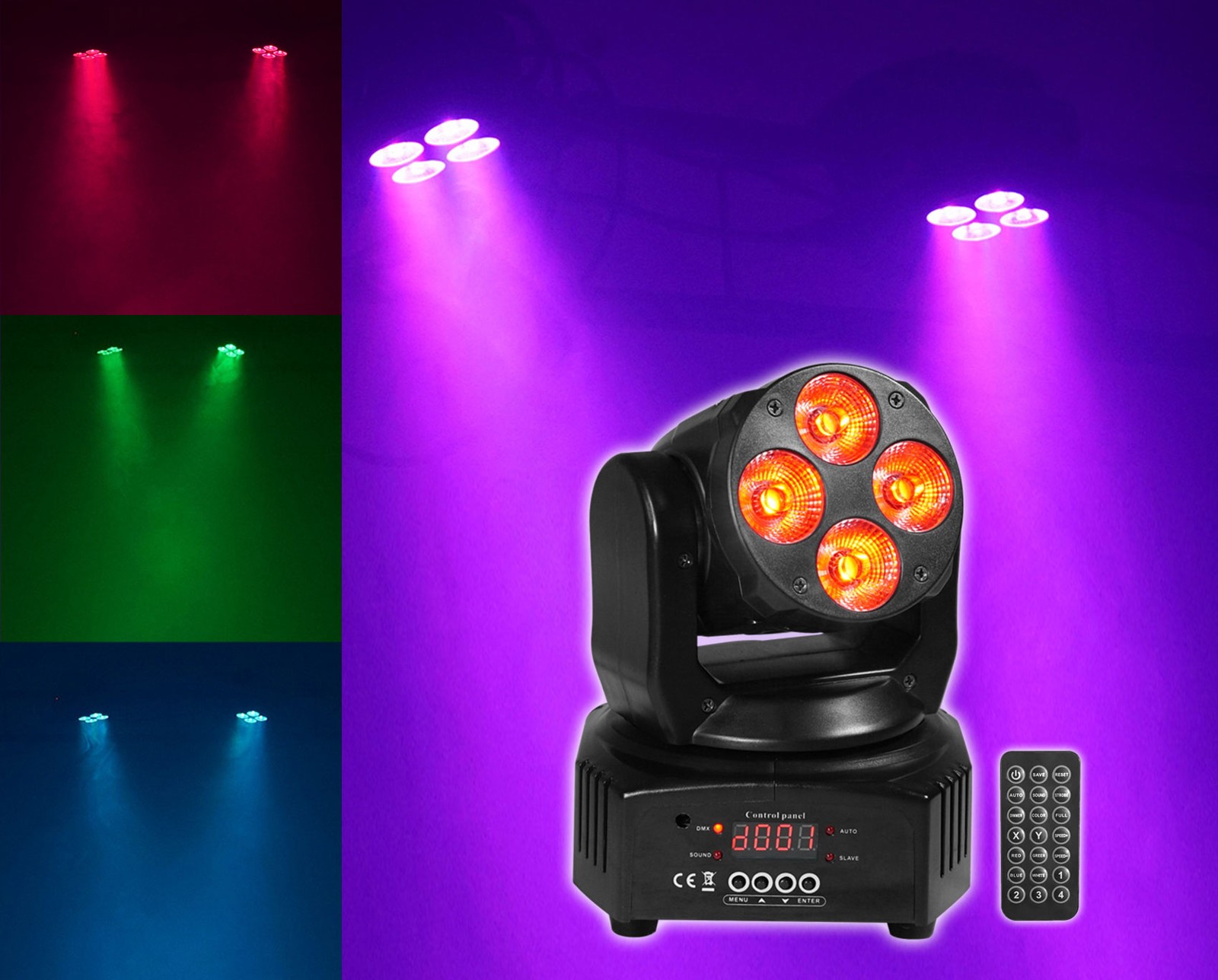 Rockville RockOn-7 40w RGBW Moving Head DMX Spot Beam Stage Club Light+Remote