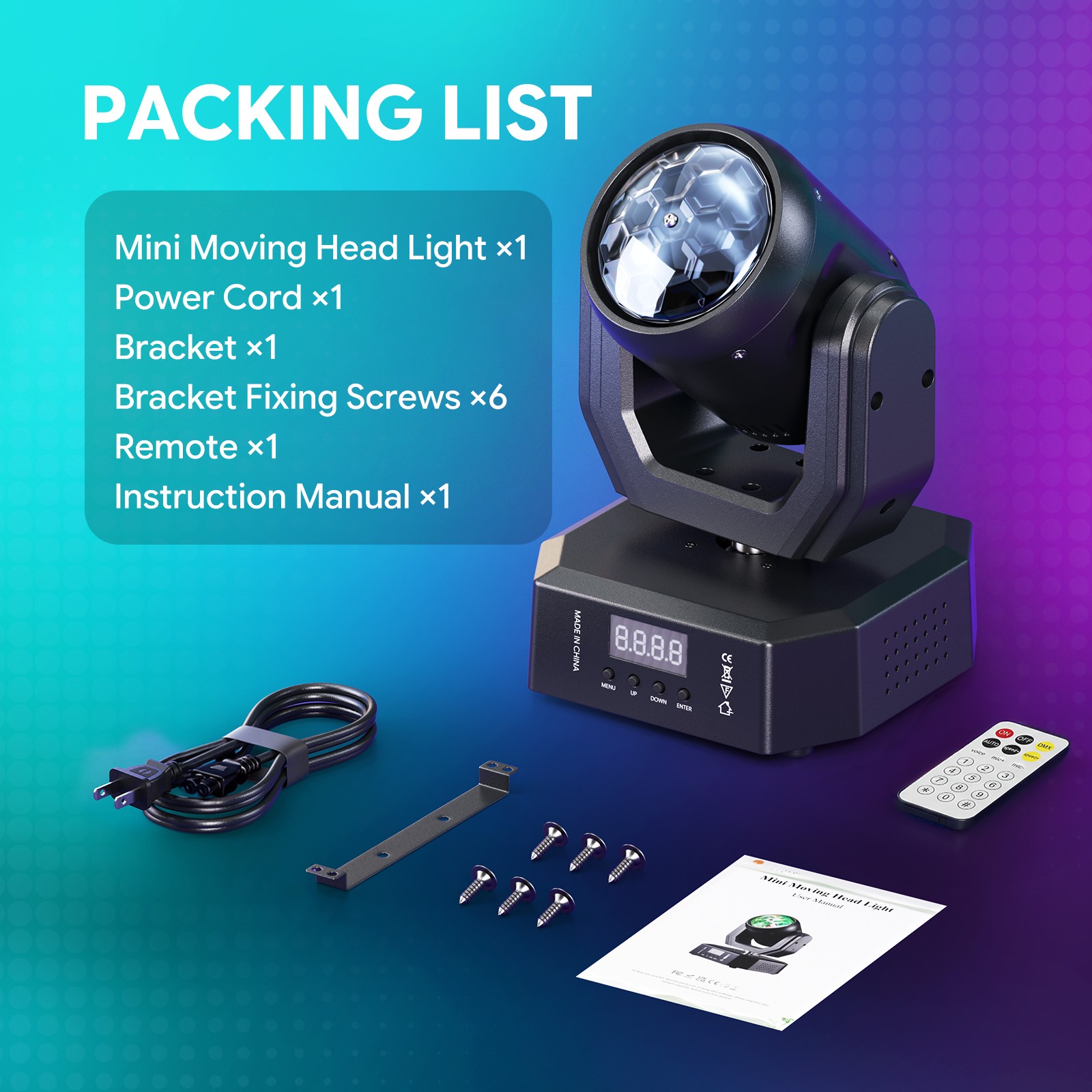 80W Moving Head Stage Lighting RGWYC LED Pattern Lights DMX DJ Disco Club Light