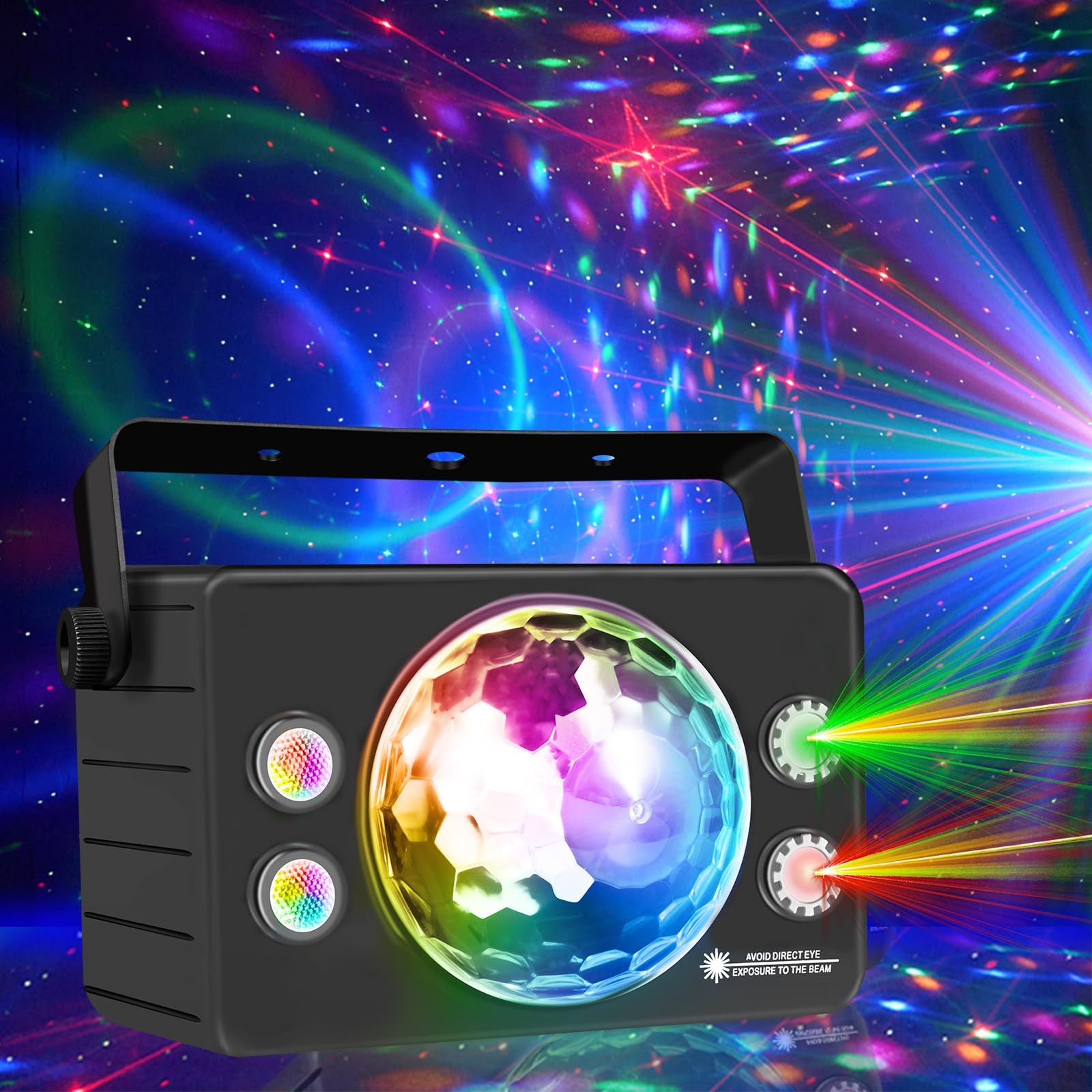 Disco Ball Dj Party Lights Indoor, LED Light 6 Colors Sound Activated Strobe