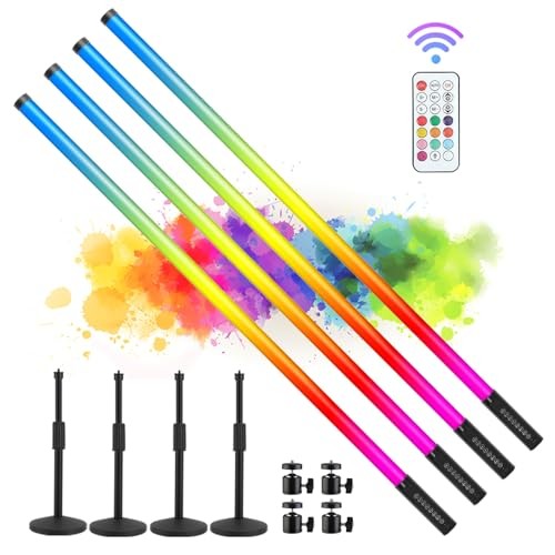 4Pack 5000mAh Battery Powered 4ft RGB LED Tube DJ Light Bar