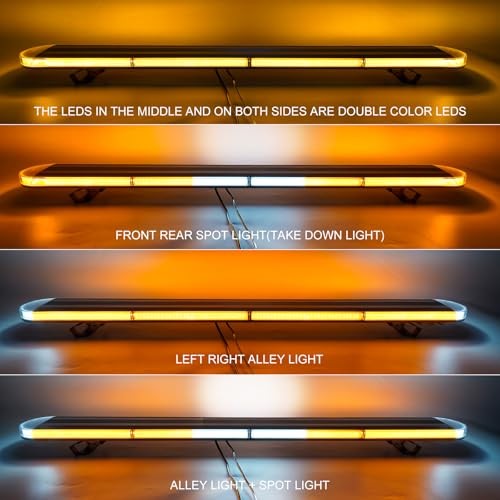 48″ High-Intensity LED Low Profile Roof Mount Emergency Warning Security Amber