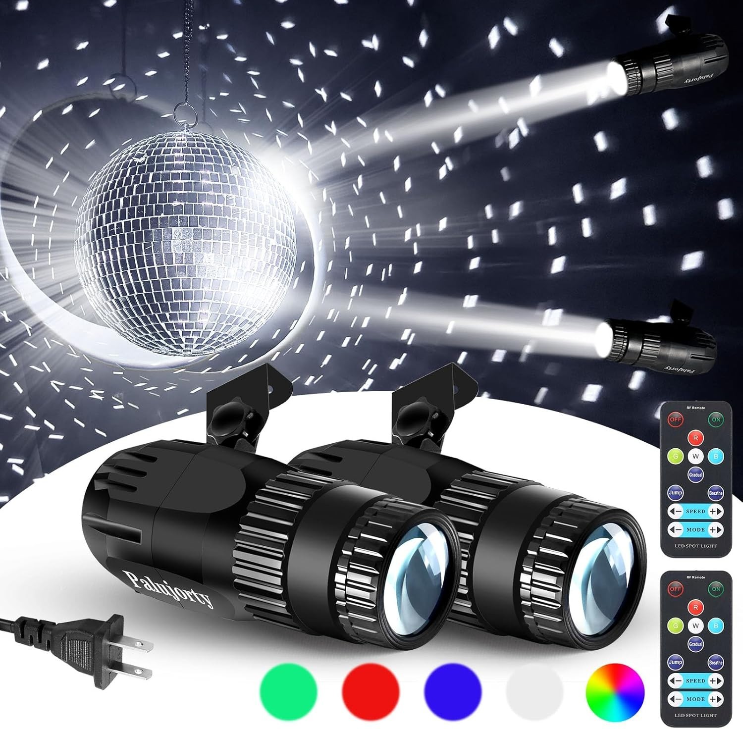 Disco Ball Light 2 Pack, 15W Multicolor Disco Ball Spotlight for Party, Stage…