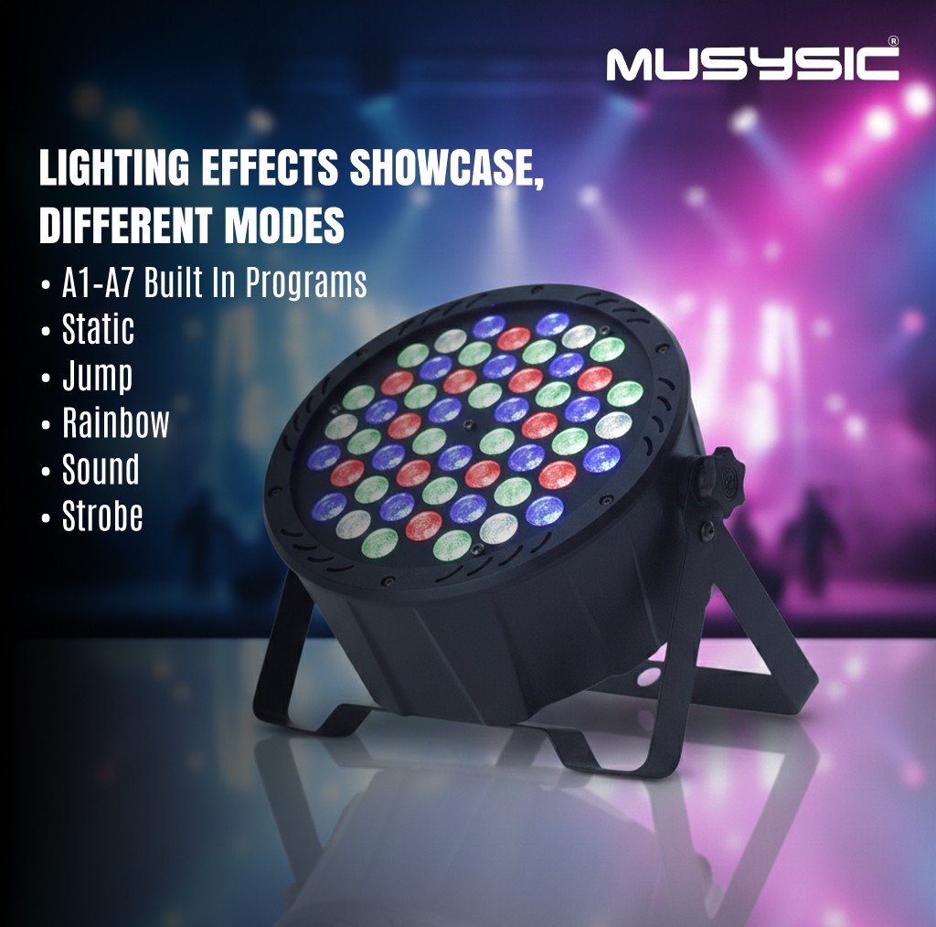 MUSYSIC MU-L100II RGBW LED PAR DMX512 Stage Light 54x1W 8CH Aluminum Uplight