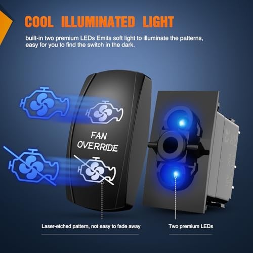 Rocker Switch Led Light Bar 5 Pin Laser On Off | SPST Switches Fan Override