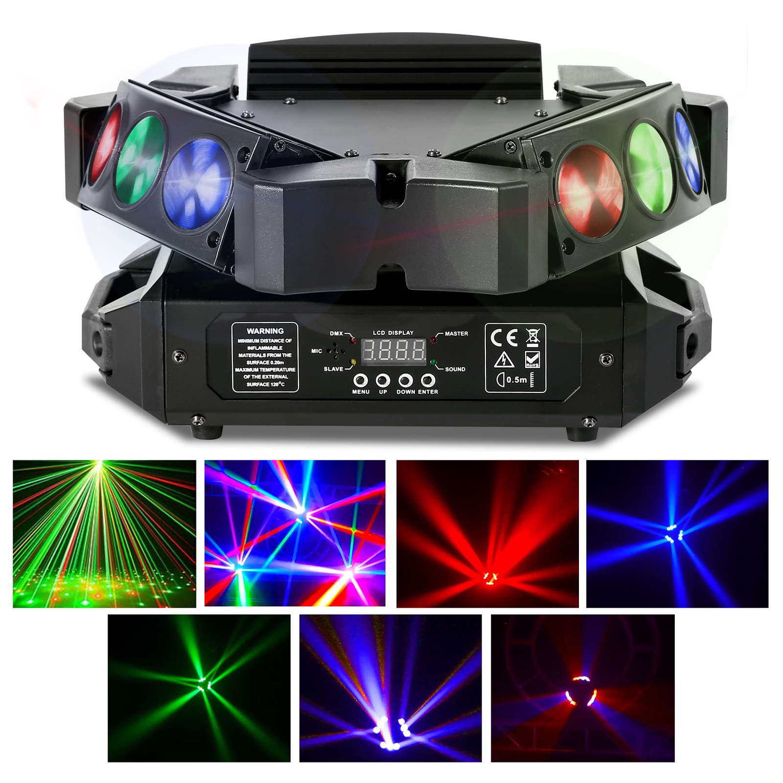 60W Spider Moving Head Light RGB 9 LED Stage DJ Beam Light DMX / Sound Activated