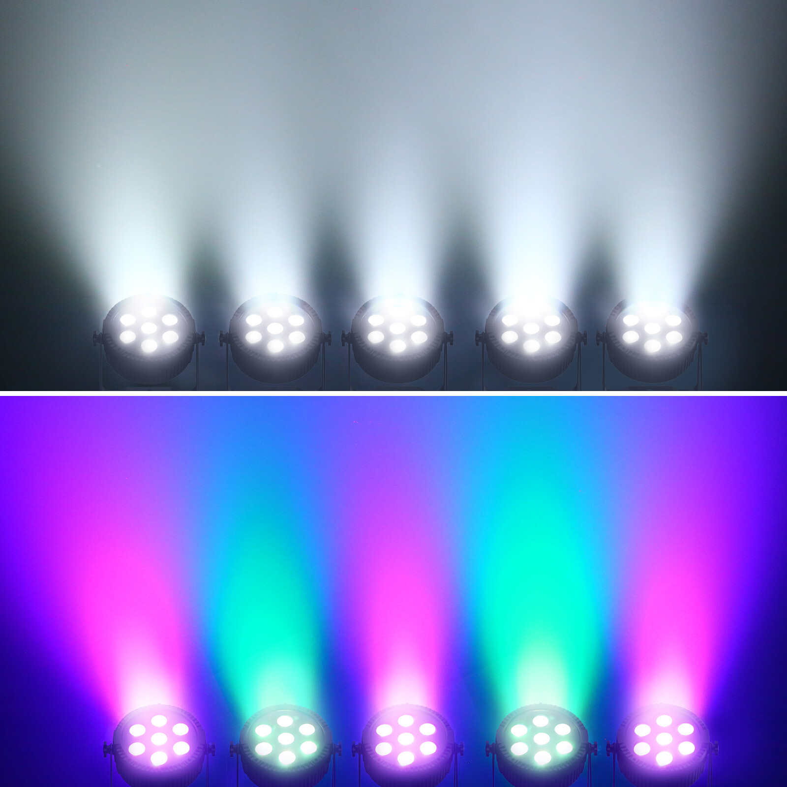 6PCS 7LED Par Light DMX RGBW 4 IN 1 Beam Stage Uplight DJ Disco Lights W/Remote
