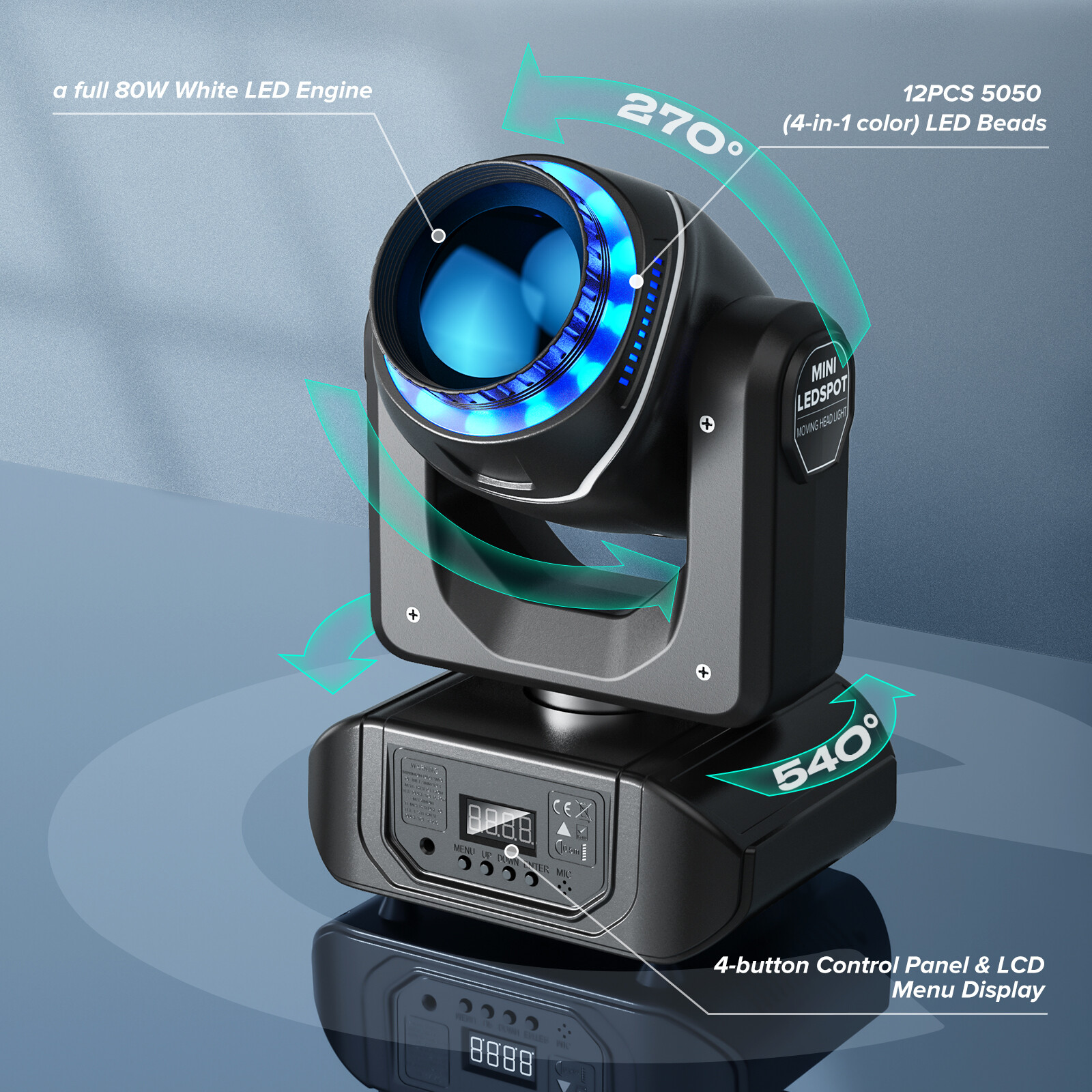150W LED Moving Head Lights 18Prism RGBW Gobo Beam Stage Spot Light DJ Party DMX
