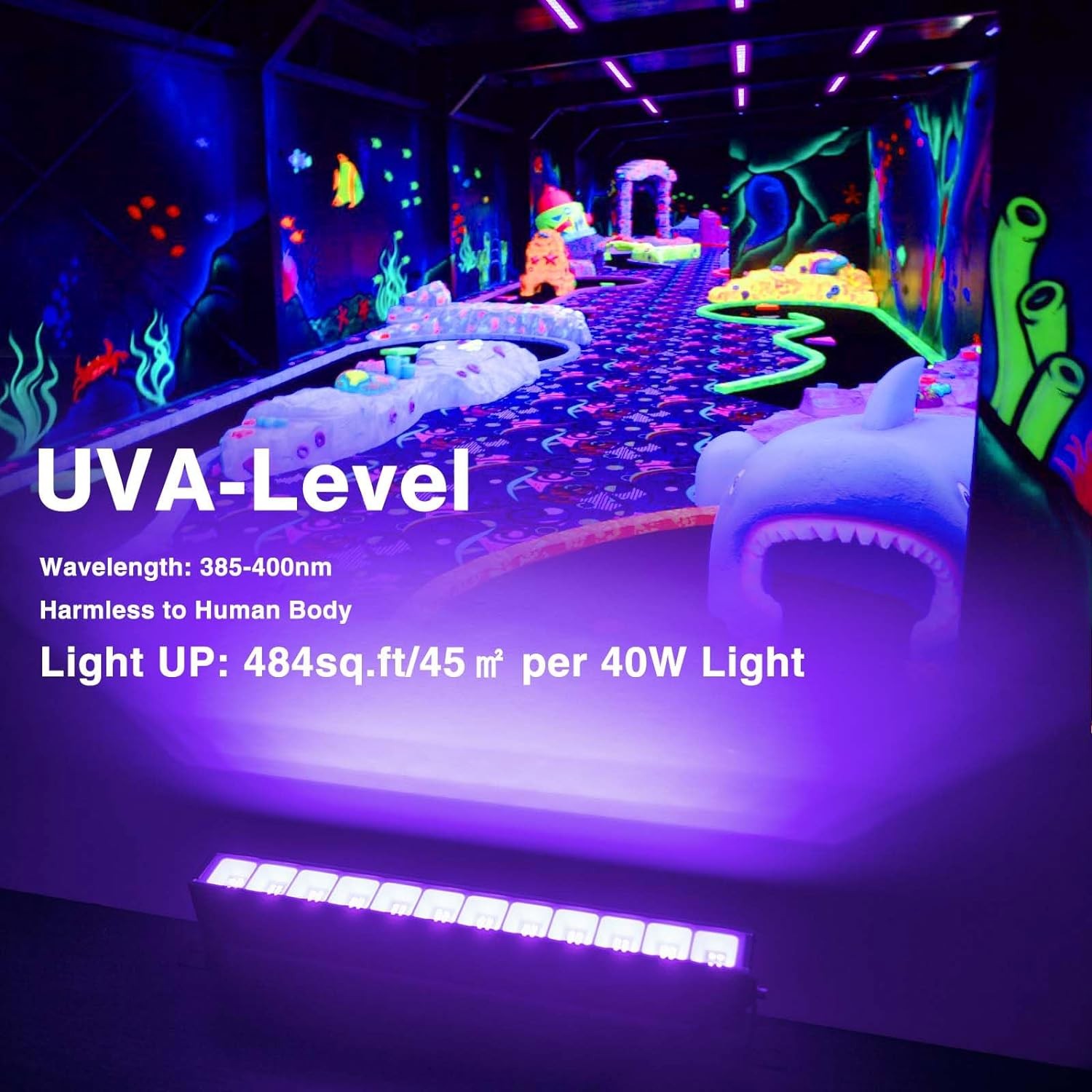 40W LED Black Light Bar – Glow Party UV Blacklight with Plug & Switch, 484 Sq.ft