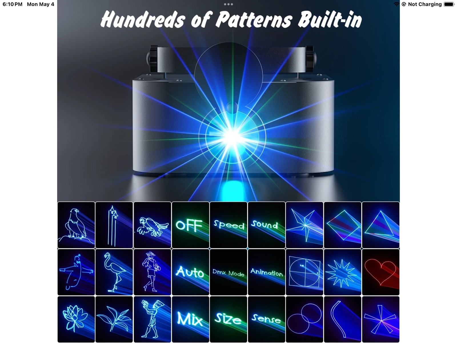 Laser Light Fixture, Mounting Bracket, Stage Lighting with remote