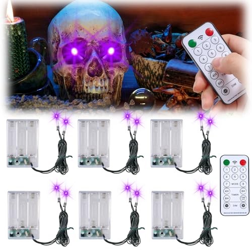 [Timer] 6PCS Halloween LED Glowing Eyes for Mask,8 Lighting Modes Light Purple