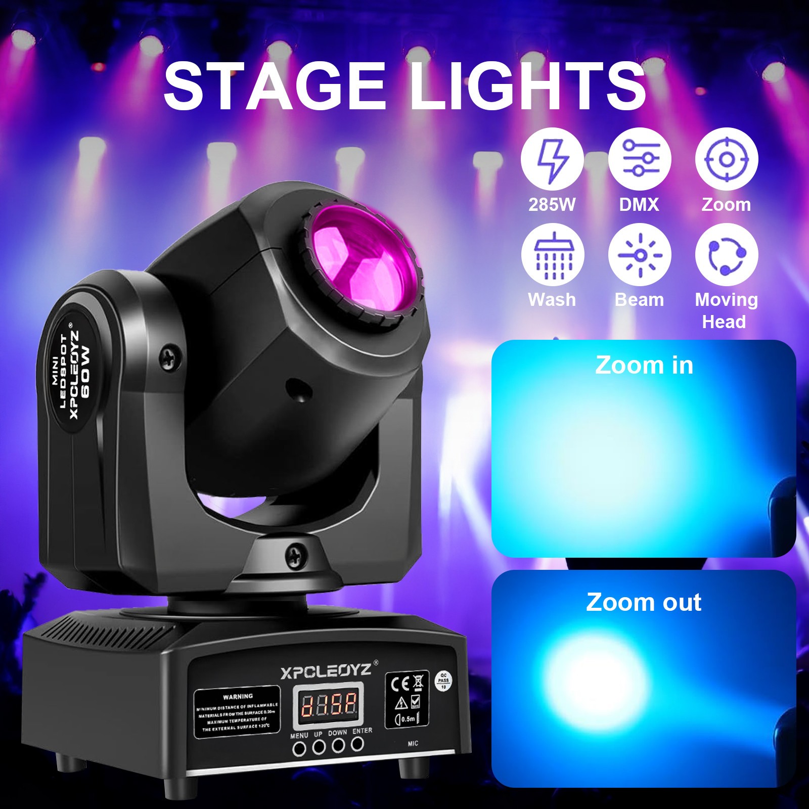 60W Mini Led Dmx Gobo Moving Head Spot Light For Club DJ Stage Lighting Party