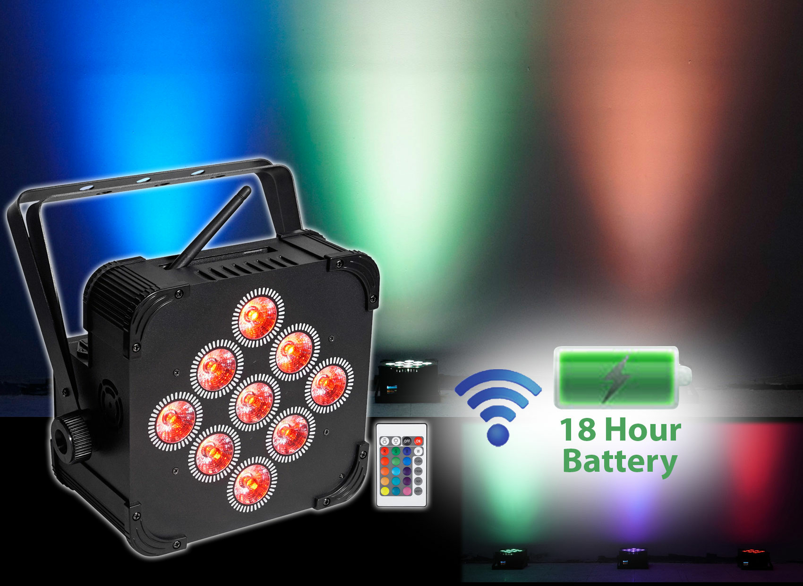 Rockville BEST PAR 60 Rechargeable Par Can Wash Light w/ Wireless DMX+RGBWA+UV