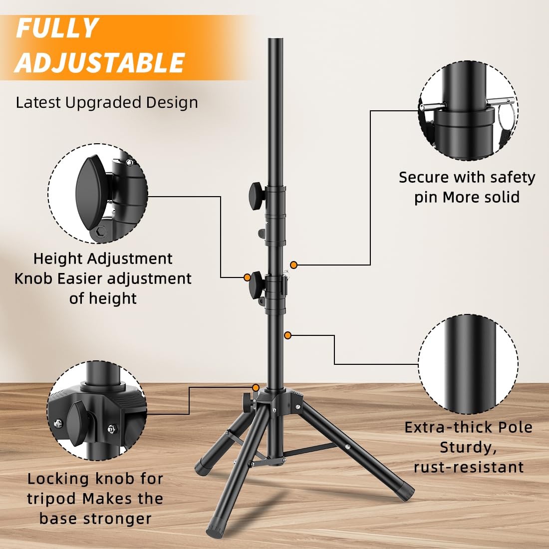 Small Speaker Stands, Lightweight 35mm Compatible Insert, Adjustable Height f…